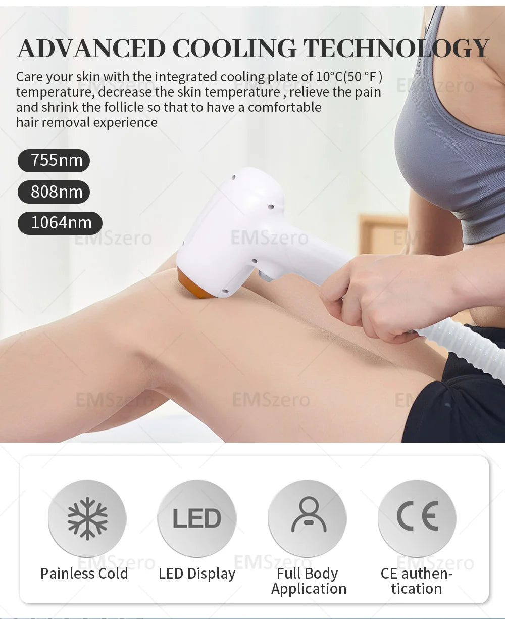 Professional Diode Ice Titanium Laser Hair Removal Machine Portable 808 755 1064 Alexandrite Device 3 Waveleng Permanent Removal