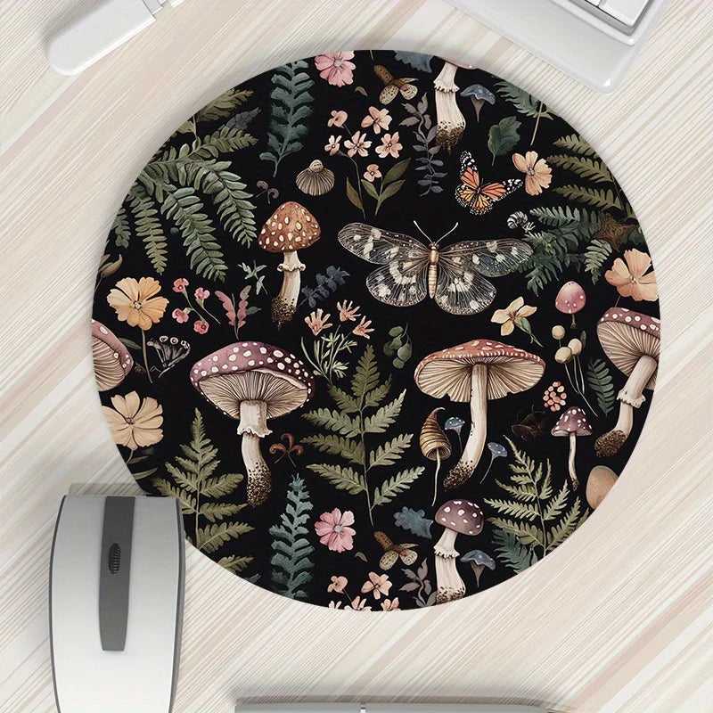 Round Forest Plant Mouse Pad Rubber Non-Slip Office Keyboard Mat Desk Pad Gamer Setup Decoration Playmat Desktops Desk Organizer