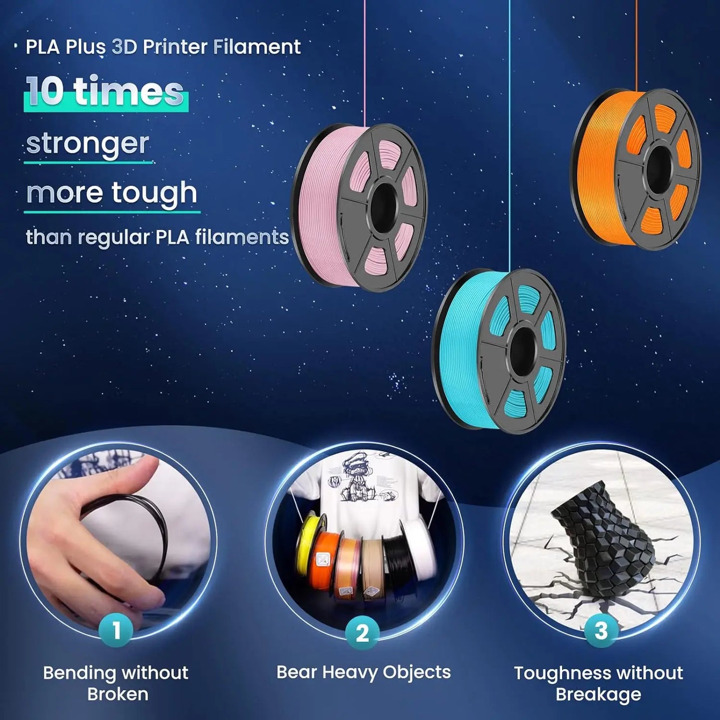 SUNLU 5KG 3D Filament PLA+/PLA+2.0/AntiString PLA /PLA Meta/High Speed PLA Filamnet 1.75mm 1KG Filament for 3D Printer& 3D Pen