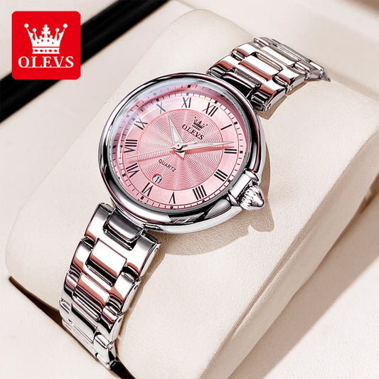 OLEVS 5608 Women Watch Luxury Brand Quartz Watch Roman Scale Waterproof Luminous Calendar Watch Elegant Women Watch Reloj Hombre