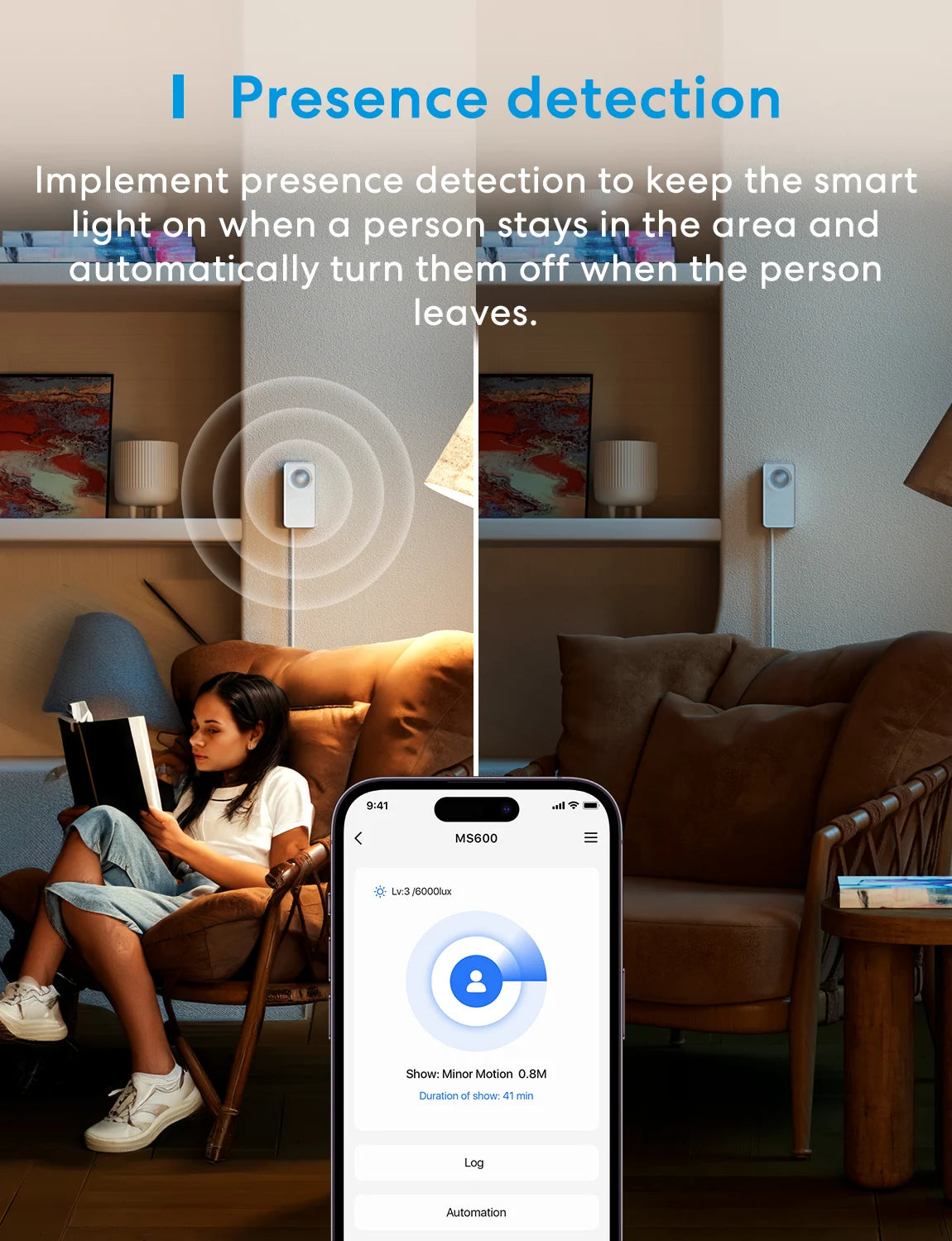 Meross US Matter WiFi Human Presence Sensor  Radar Detector With Luminance /Distance Detection Sensor For Smart Home