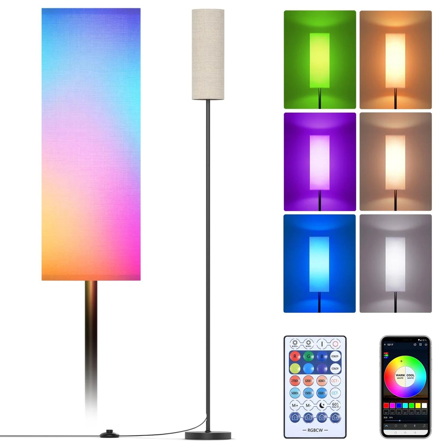 US Modern Floor Lamp Standing Tall Light Foot  for Bedroom Living Room Study Room  RGB Floor Lamp Study Room Floor Lamp