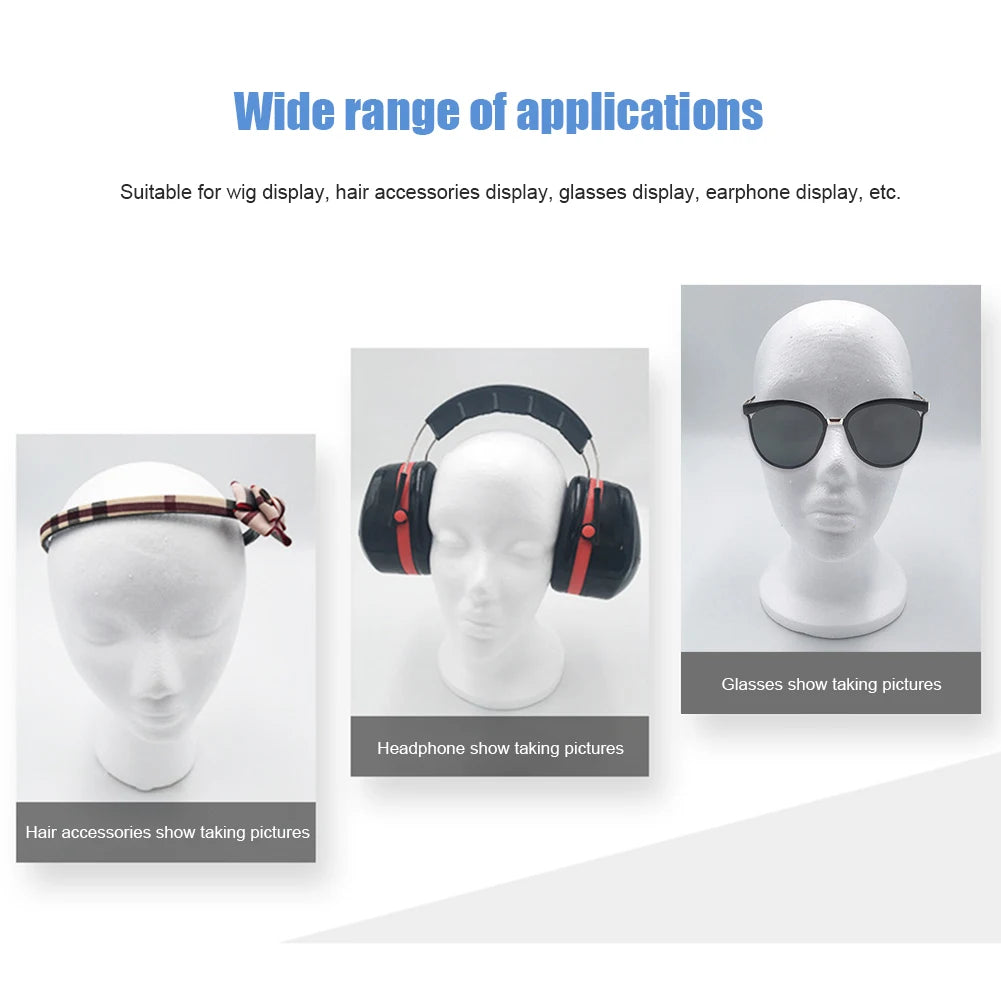 Foam Female Mannequin Head Model EPS Flocking Wigs Glasses Cap Display Holder Stand Model Photo Studio Shooting Prop