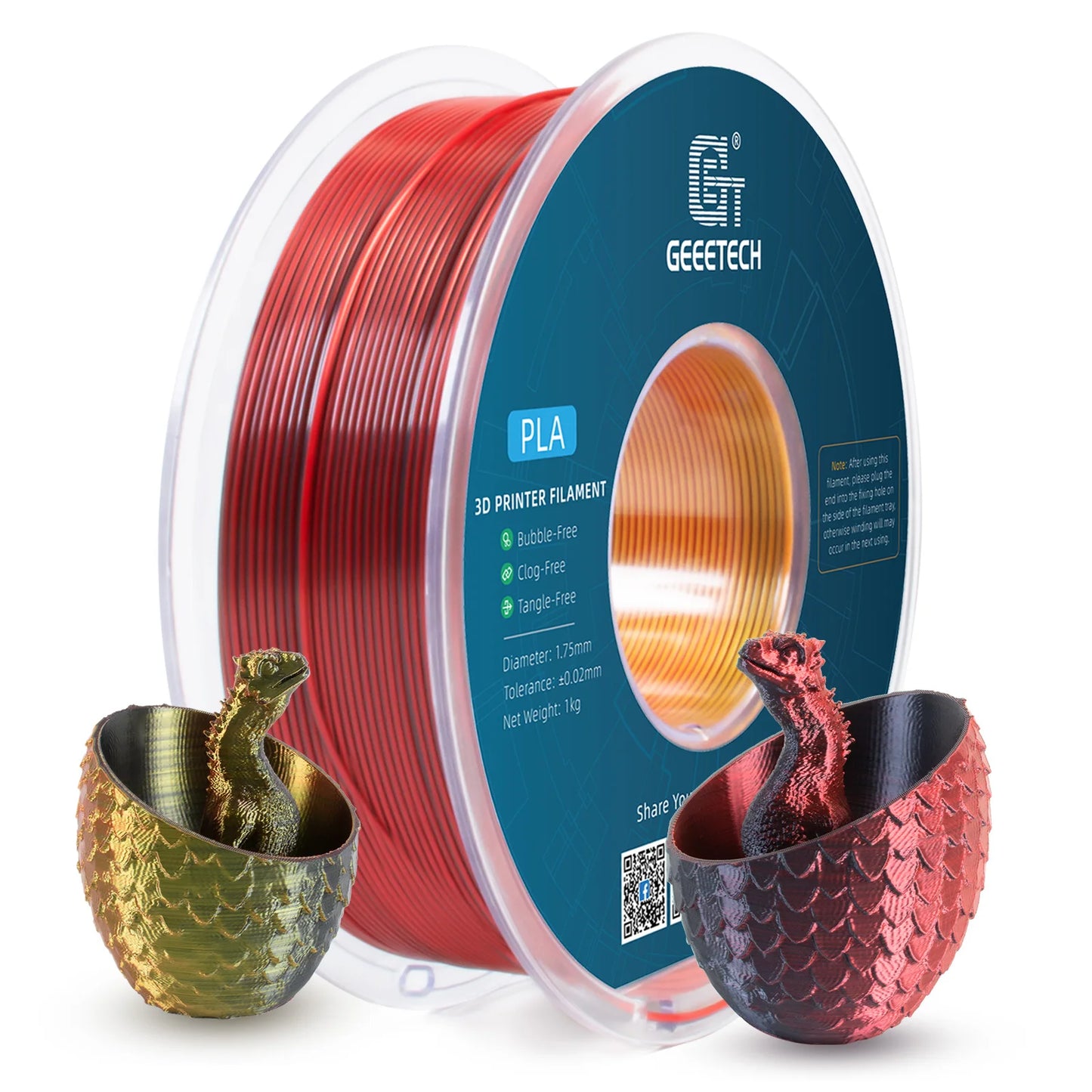 Geeetech 5Kg Three Tri Color Silk PLA Filament , 3D Filament 1,75 mm Spool Wire  (+/-0.03mm) Vacuum packaging, special color