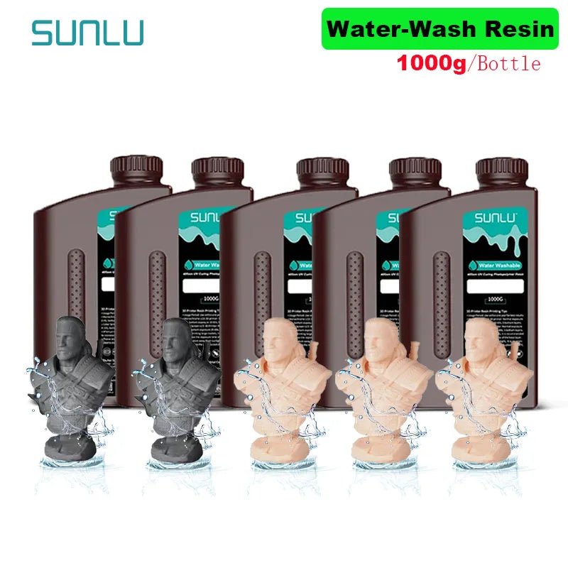 SUNLU 5KG Water Washable 3D Printer Resin 395-405nm 1kg 3D Resin Fast Curing 3D Resin for 2K 4K 8K LCD DLP SLA Resin 3D Printer