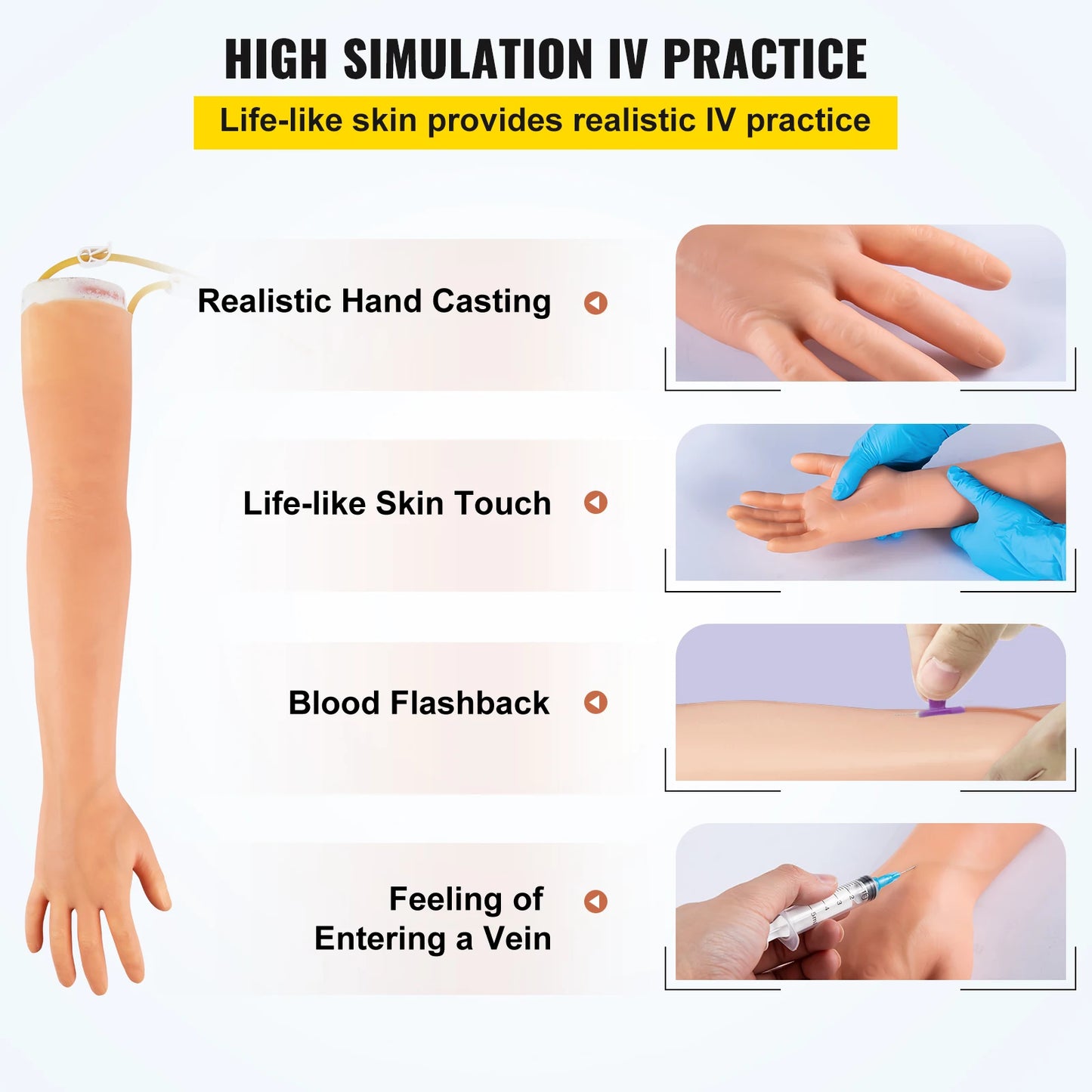 SucceBuy Phlebotomy Practice Kit IV Venipuncture Intravenous Training Simulation Arm Kit for Students Nurses and Professionals