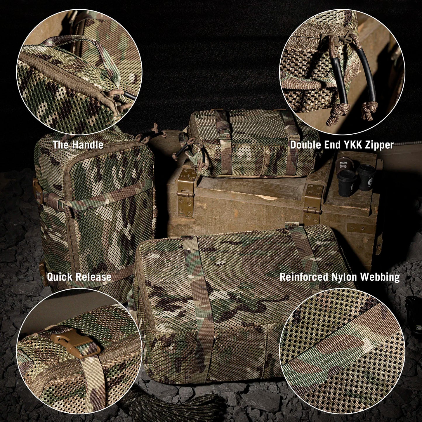 KRYDEX Tactical Modular Pouch Set Outdoor Backpack Organizer Travel Suitcase Packing Cubes Hunting Gear