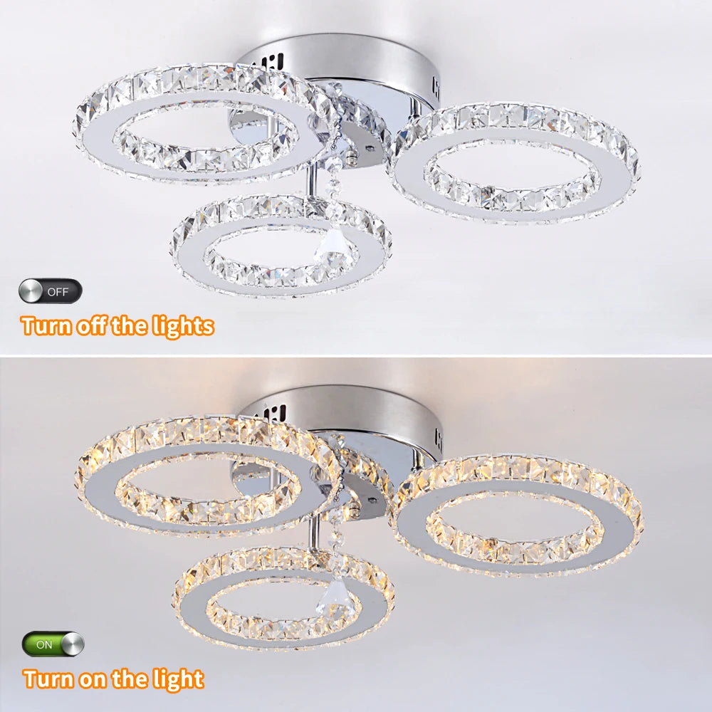 Modern Led Chandelier K9 Crystal Ceiling Lamp Fixture Bedroom Living Dining Room Pendant Light Lustres Home Decor Plafonnier Lum