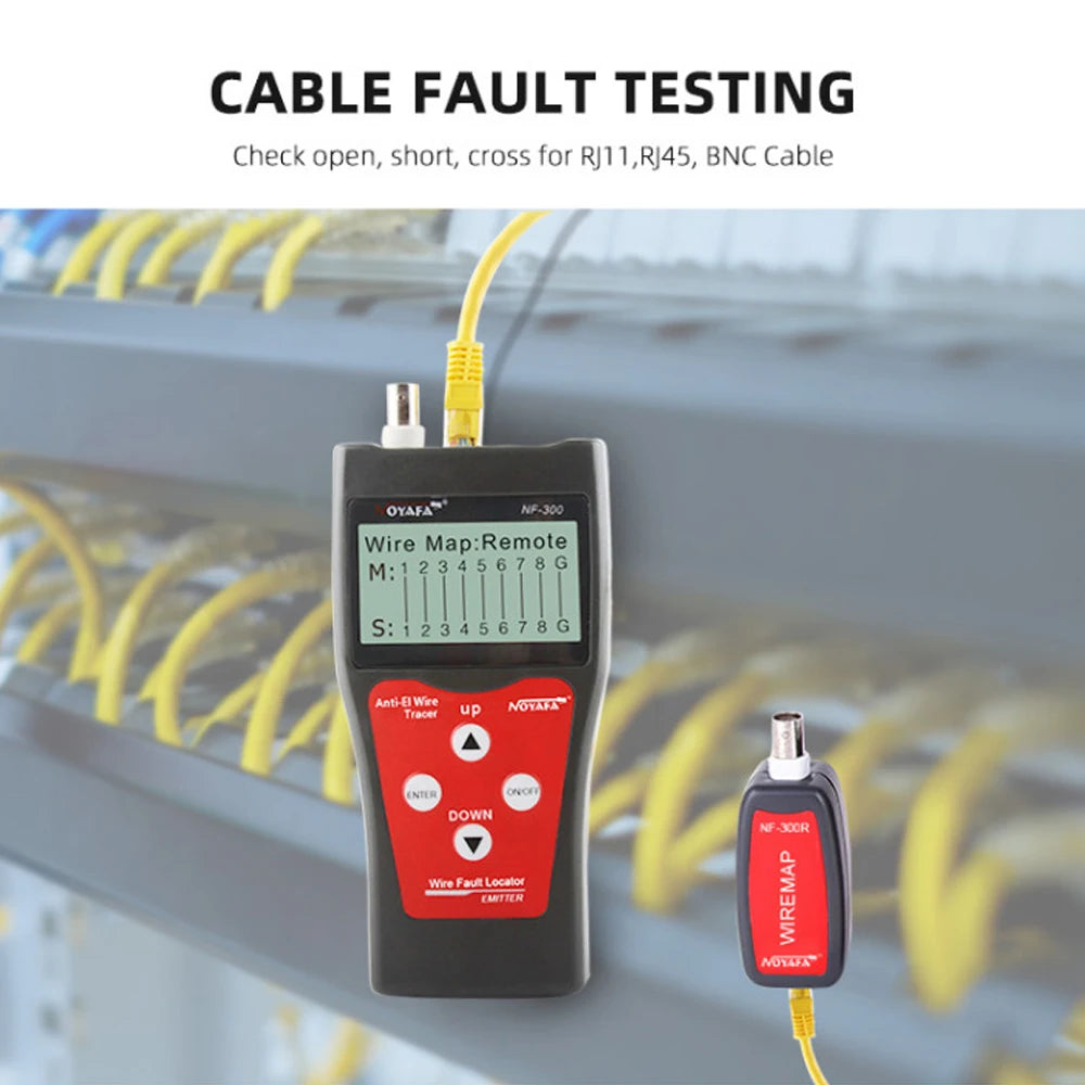 NOYAFA NF-300 Network Coax Cable Tester Measure RJ45 BNC Cable Length Anti-Interference Wire Locator Network Monitoring Tracker