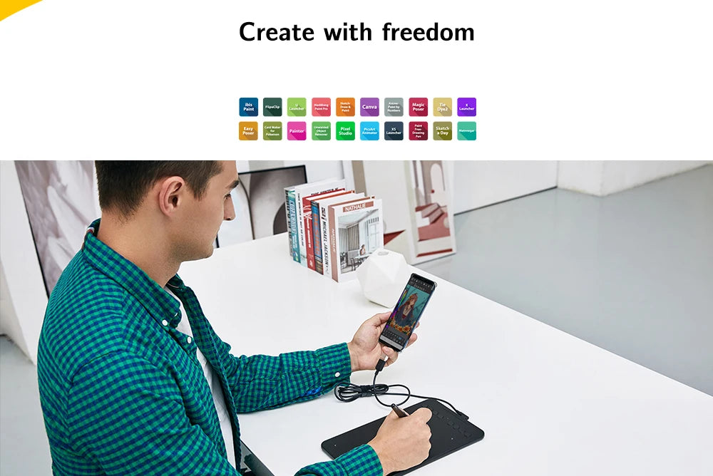 XPPen Deco Mini7 V2 Graphics Tablet 7‘’ Digital Drawing Tablet 16384 Levels for Android Mac Windows Online Education Art Design