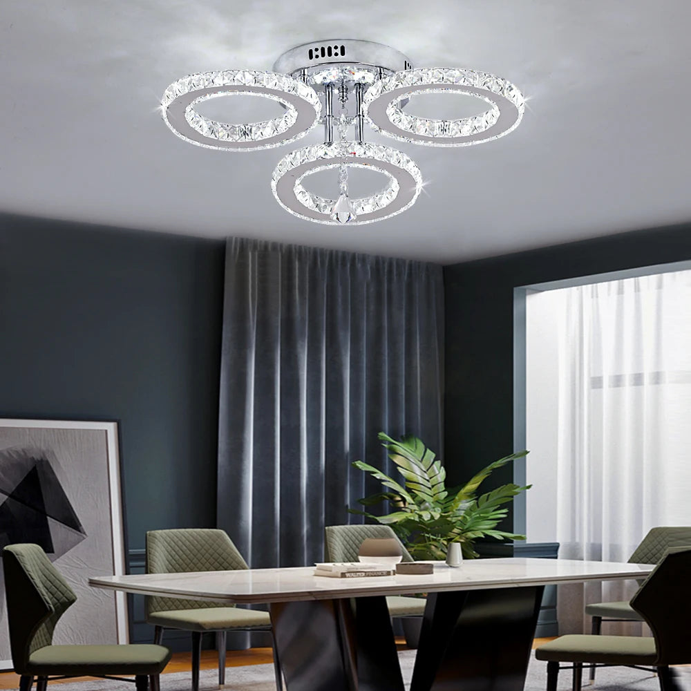 Modern Led Chandelier K9 Crystal Ceiling Lamp Fixture Bedroom Living Dining Room Pendant Light Lustres Home Decor Plafonnier Lum