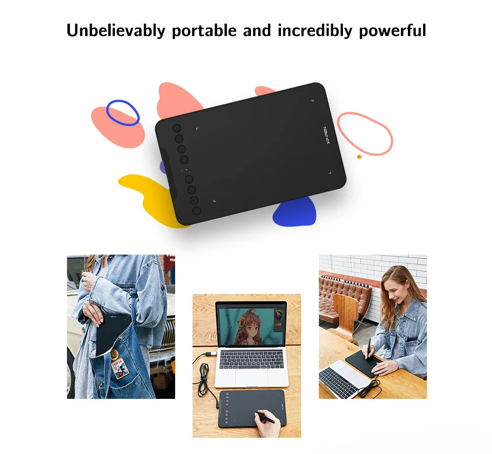 XPPen Deco Mini7 V2 Graphics Tablet 7‘’ Digital Drawing Tablet 16384 Levels for Android Mac Windows Online Education Art Design