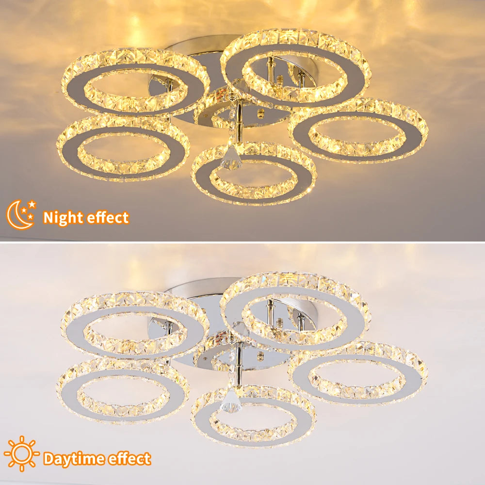 Modern Led Chandelier K9 Crystal Ceiling Lamp Fixture Bedroom Living Dining Room Pendant Light Lustres Home Decor Plafonnier Lum