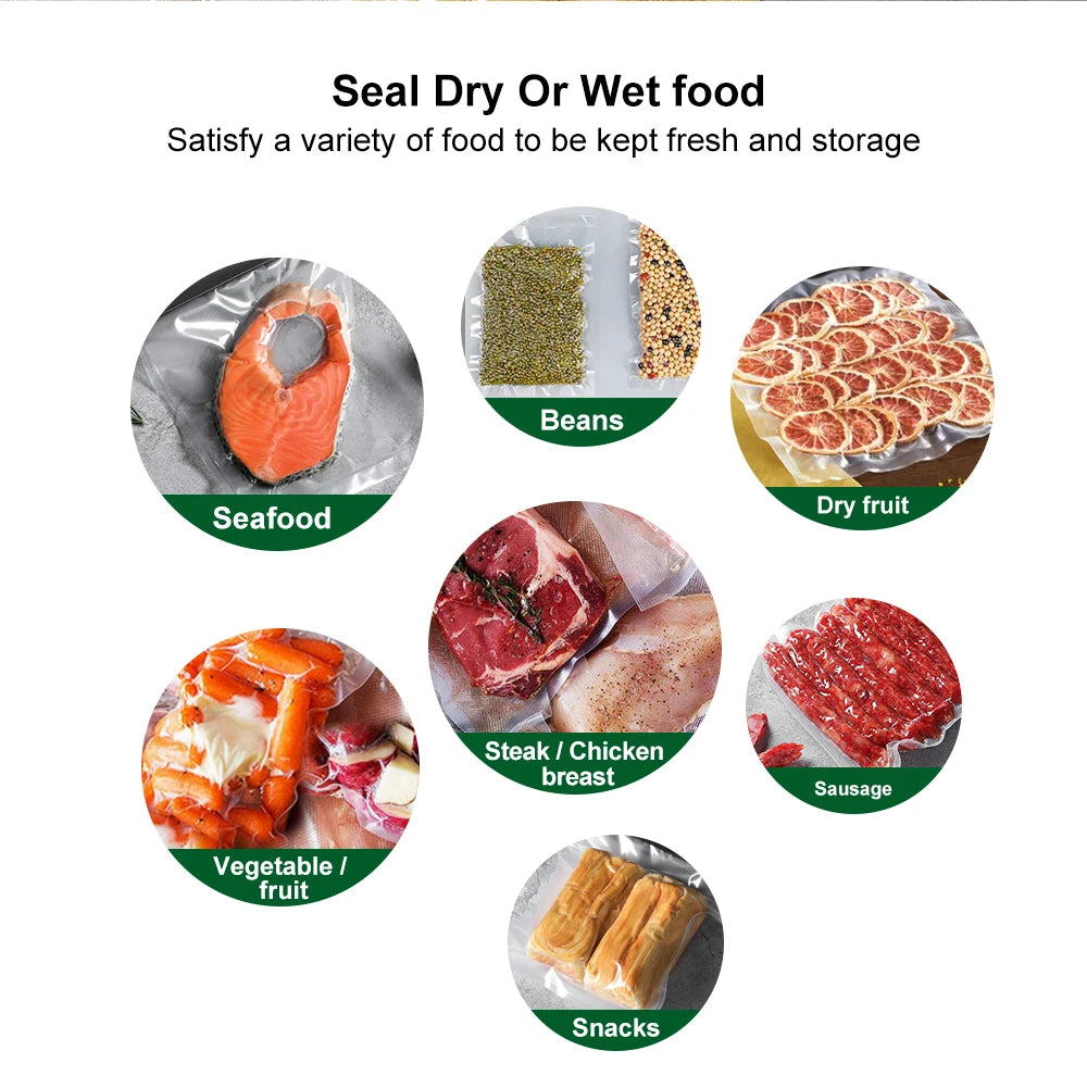 BioloMix Automatic Food Vacuum Sealer Wet or Dry Food Saver Packing Machine with 10pcs free bags for Sous Vide White/Black W230
