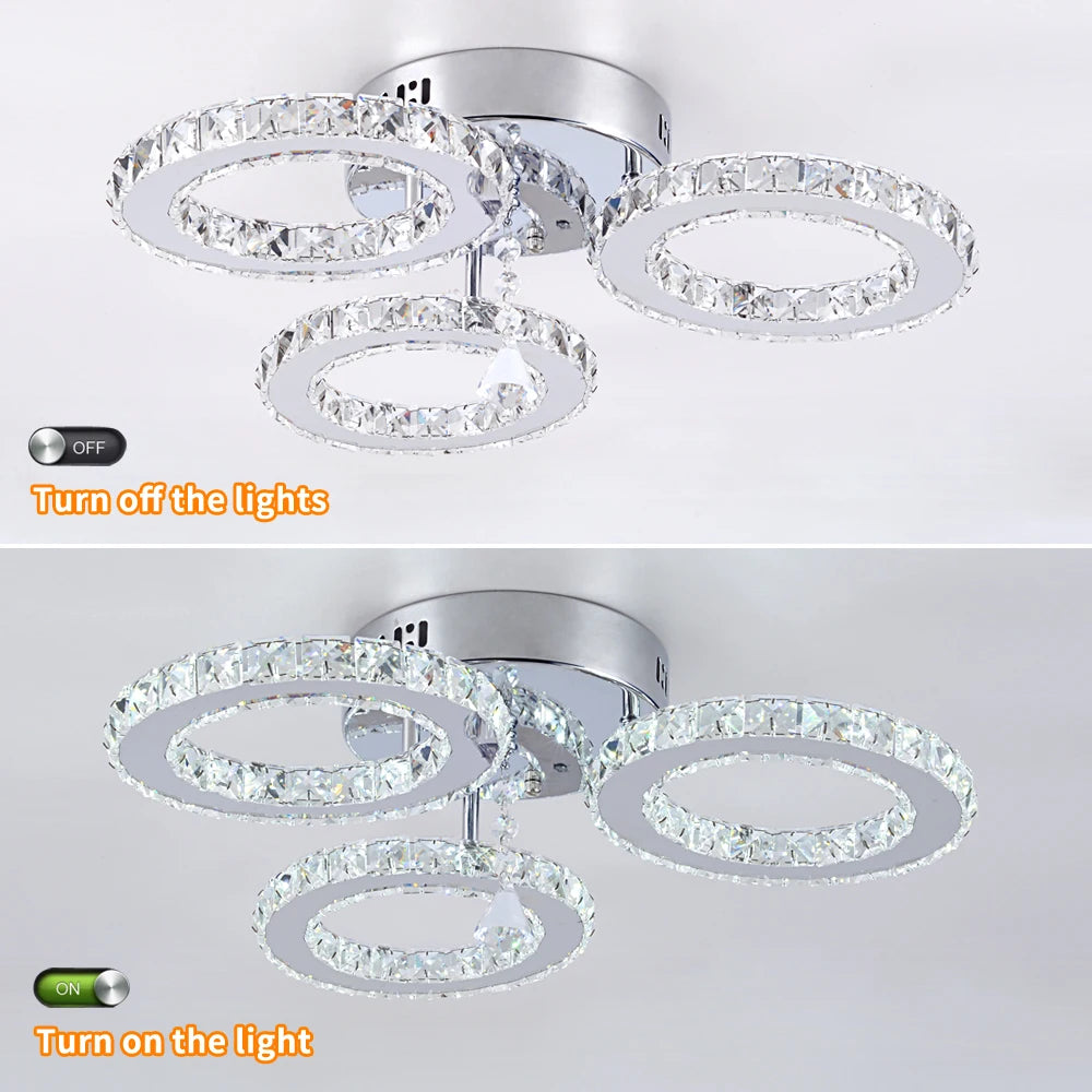 Modern Led Chandelier K9 Crystal Ceiling Lamp Fixture Bedroom Living Dining Room Pendant Light Lustres Home Decor Plafonnier Lum