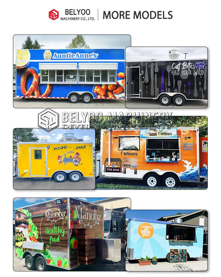 Belyoo Luxury Multifunction Concession Food Trailer Coffee Vending Truck Big Mobile Food Truck Food Trailer for Street Fast Food