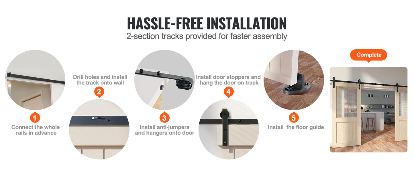 SucceBuy 8/10FT Sliding Barn Door Hardware Kit 330LBS Heavy Duty Barn Door Track Kit for Double Doors W/ Smooth & Silent Pulley