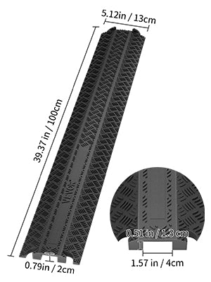 SucceBuy Drop Over Cable Cover Ramp 2,000 lbs/axle Load Capacity Heavy Duty TPR Cable Hose Protector Ramp for Indoor Outdoor Use