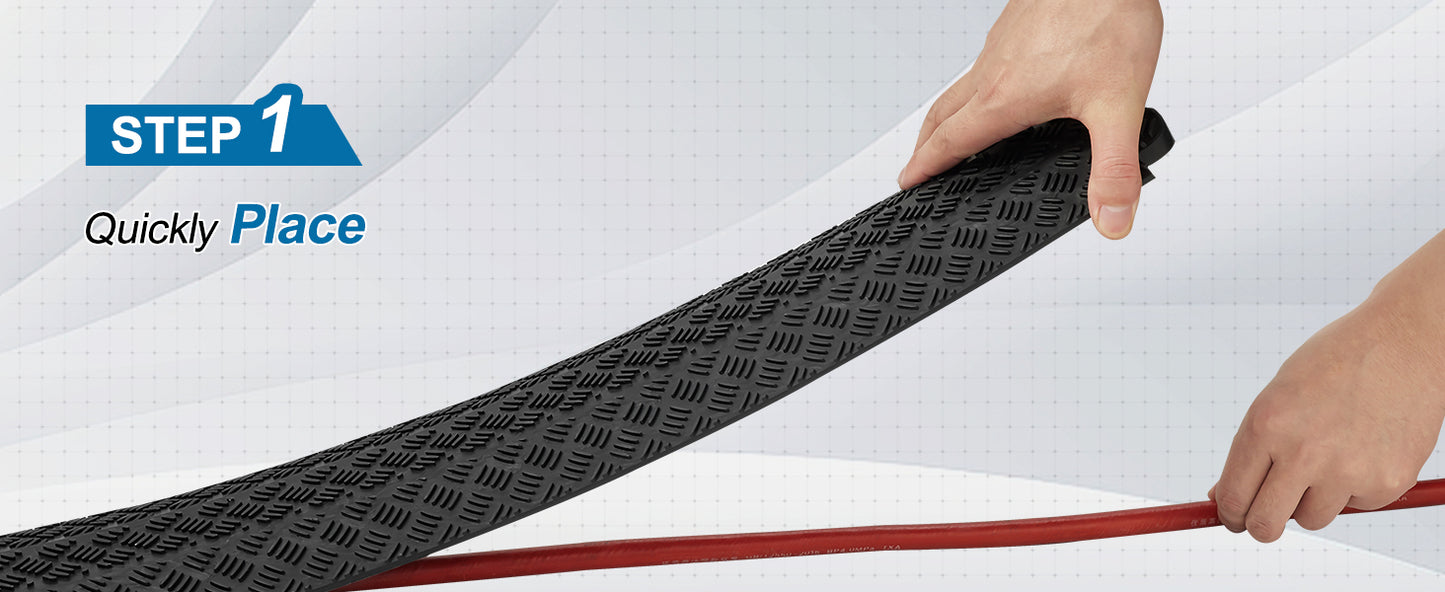 SucceBuy Drop Over Cable Cover Ramp 2,000 lbs/axle Load Capacity Heavy Duty TPR Cable Hose Protector Ramp for Indoor Outdoor Use