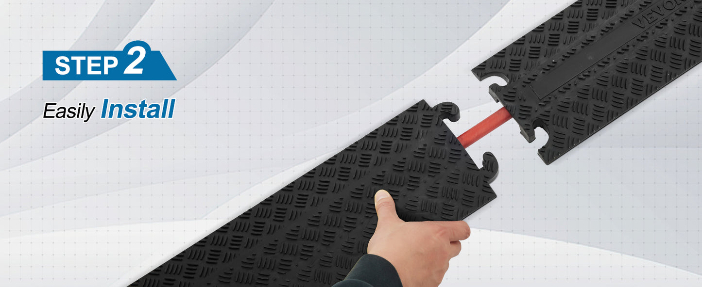 SucceBuy Drop Over Cable Cover Ramp 2,000 lbs/axle Load Capacity Heavy Duty TPR Cable Hose Protector Ramp for Indoor Outdoor Use