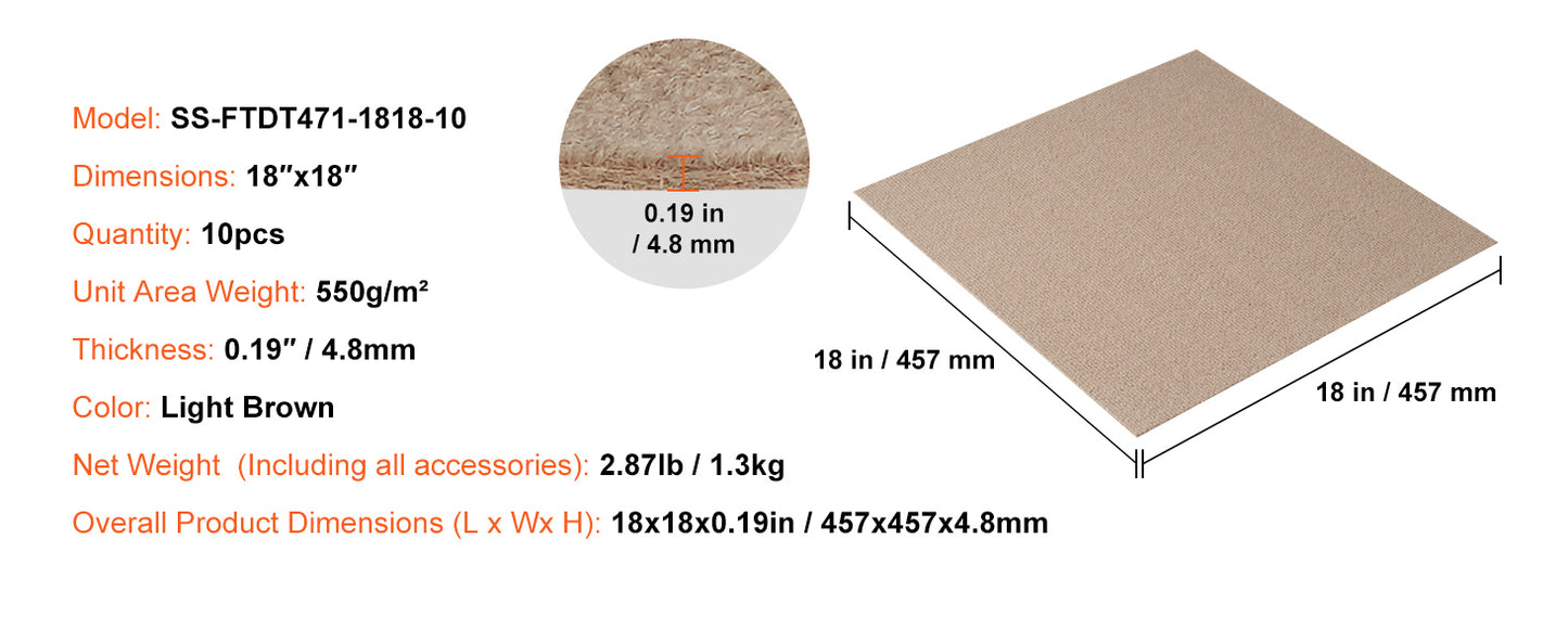 SucceBuy Carpet Tiles Peel & Stick Self Adhesive Carpet Floor Tile Soft Padded Carpet Tiles Bedroom Living Room Indoor Outdoor