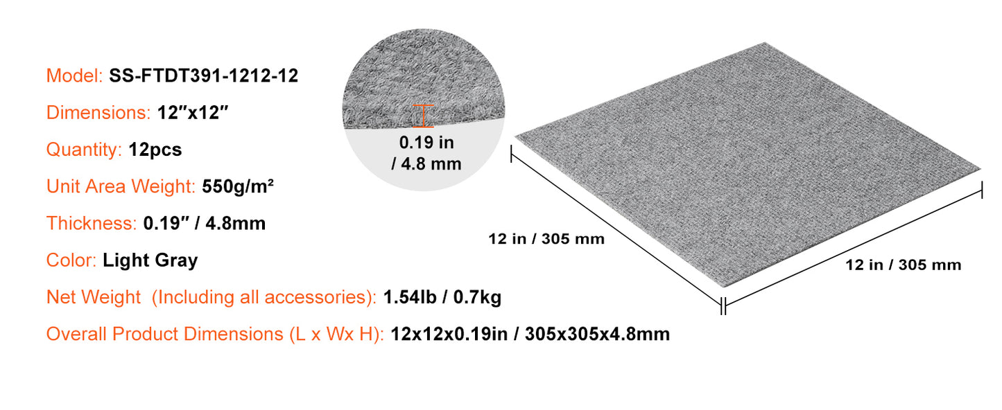 SucceBuy Carpet Tiles Peel & Stick Self Adhesive Carpet Floor Tile Soft Padded Carpet Tiles Bedroom Living Room Indoor Outdoor
