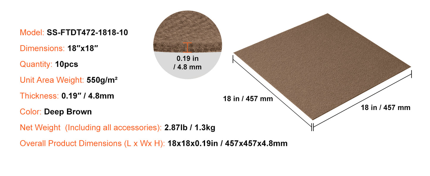 SucceBuy Carpet Tiles Peel & Stick Self Adhesive Carpet Floor Tile Soft Padded Carpet Tiles Bedroom Living Room Indoor Outdoor