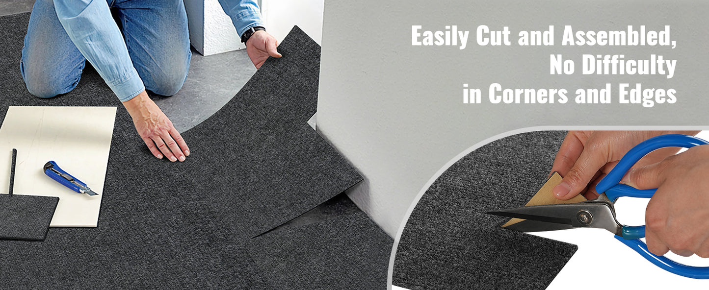 SucceBuy Carpet Tiles Peel & Stick Self Adhesive Carpet Floor Tile Soft Padded Carpet Tiles Bedroom Living Room Indoor Outdoor