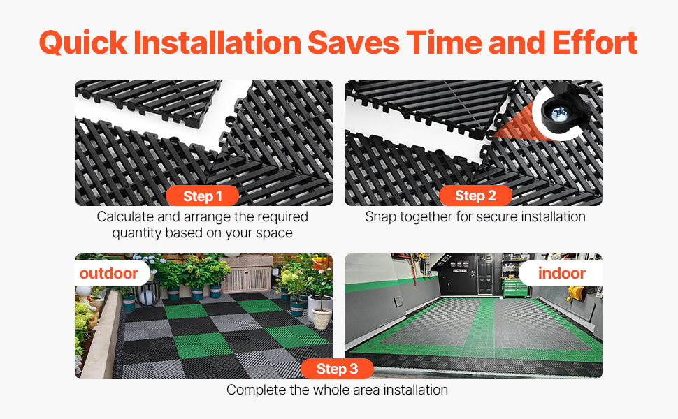 SucceBuy Interlocking Drainage Mat 12inx12in 12/24/40/50/55 Pcs Splicing Mats Non-Slip PP Drainage Floor Tile & Shower Mat