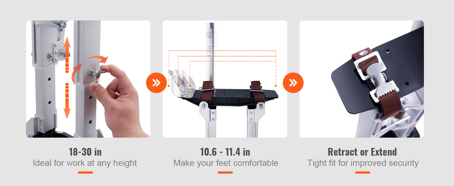 SucceBuy Drywall Stilts 18''/36''Adjustable Aluminum Tool Stilts with Protective Knee Pads Non-Slip Work Stilts for Home