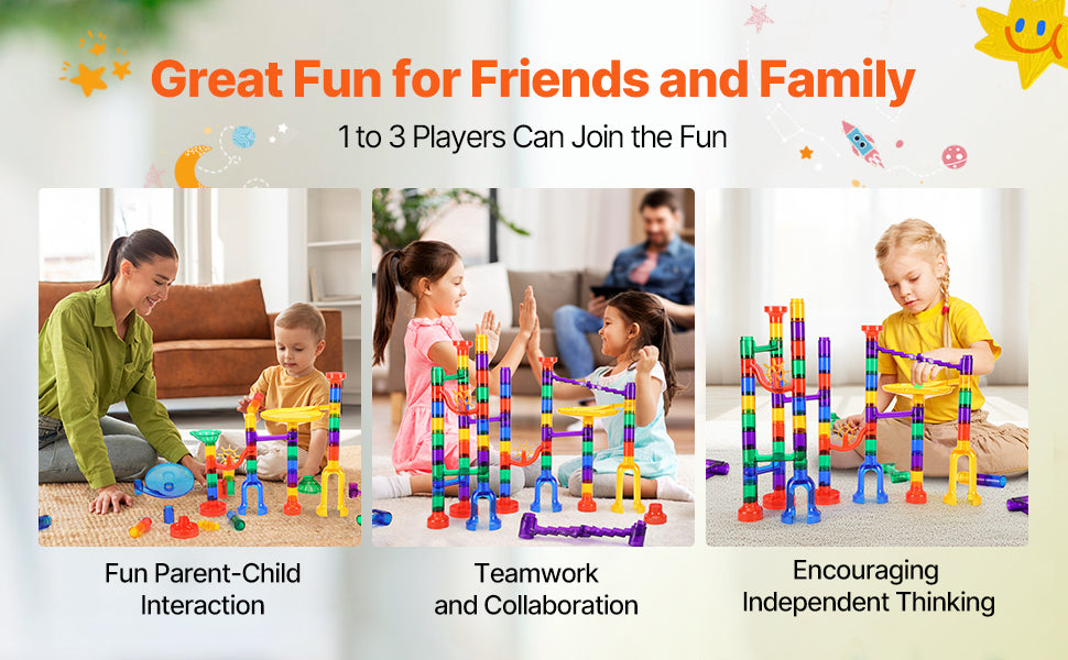SucceBuy 150PCs Marble Run Set Marble Maze Building Block Brain Game 10 Glow in the Dark Marbles +40 Glass Marbles Track Toys