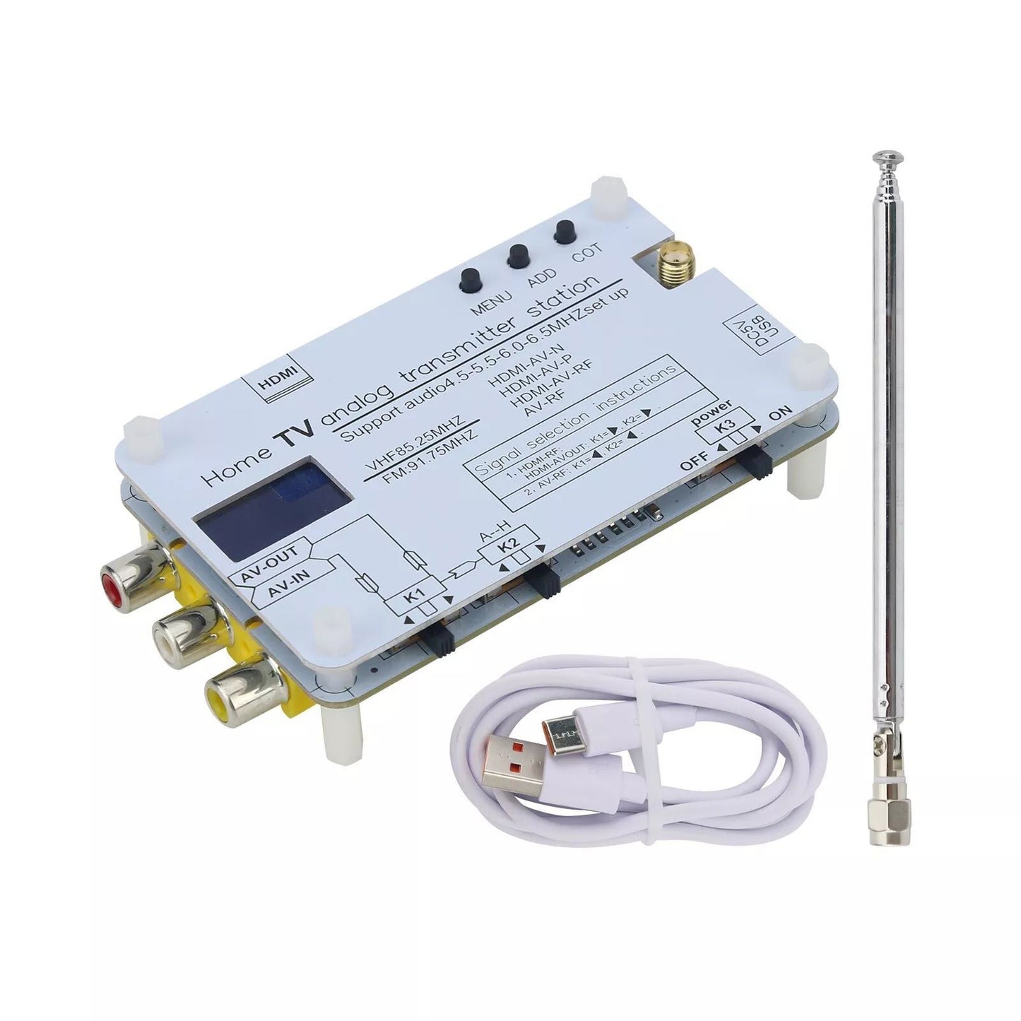 1Pc Analog TV Signal Transmitter VHF Audio Wireless RF Signal Converter AV Transmission Analog TV Sound Video Signal Transmitter
