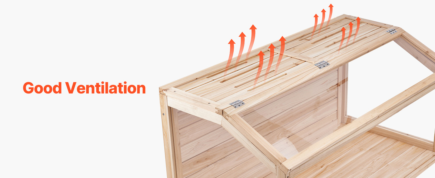 SucceBuy Wooden Hamster Cage 270° Viewing Hamster Habitat Hamster Cage with Openable Top Ventilated Animal Cage for Gerbils Mice