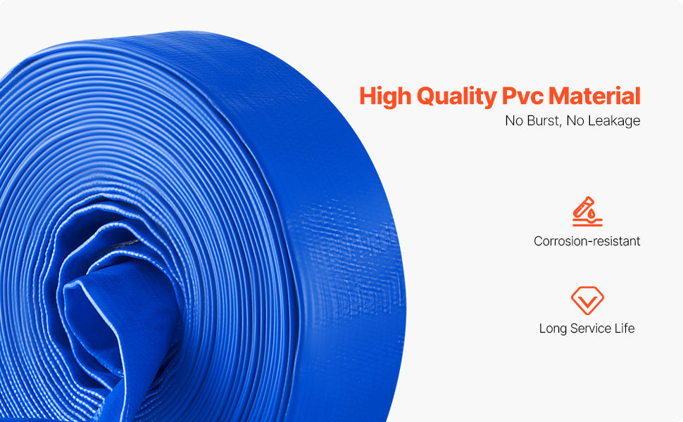 SucceBuy Backwash Hose 1.5in/2in/3in x 50ft/100ft PVC Hose with Clamps, Camlock, Aluminum Fittings, Fit Various Pumps Purposes