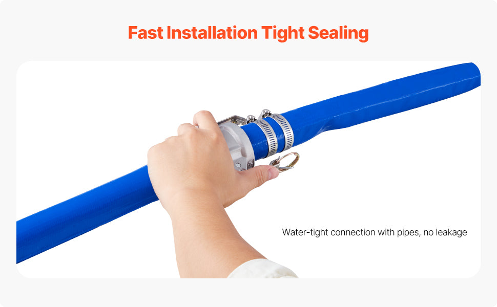SucceBuy Backwash Hose 1.5in/2in/3in x 50ft/100ft PVC Hose with Clamps, Camlock, Aluminum Fittings, Fit Various Pumps Purposes