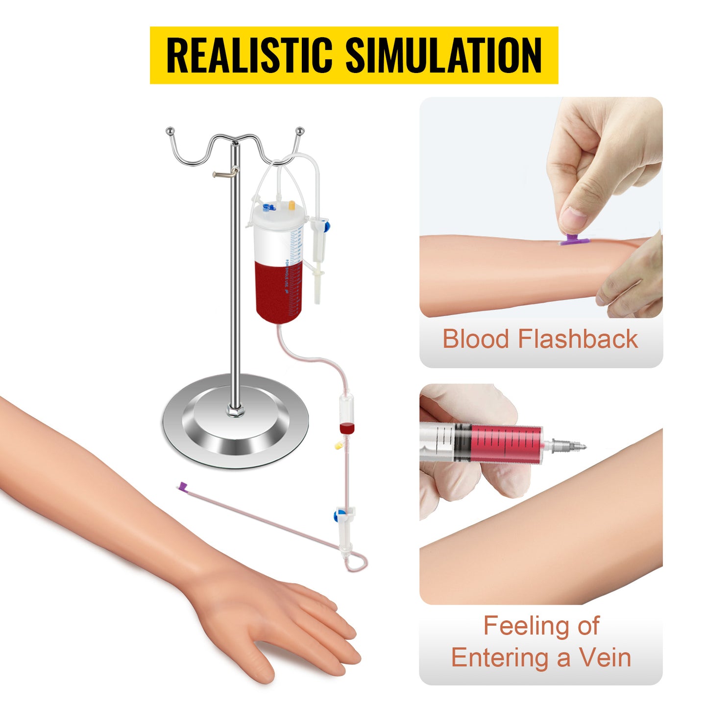 SucceBuy Phlebotomy Practice Kit IV Venipuncture Intravenous Training Simulation Arm Kit for Students Nurses and Professionals
