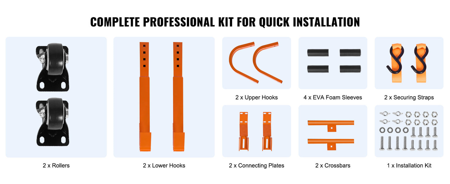 SucceBuy Orange/Black Ladder Roof Hook Heavy Duty Steel Ladder Stabilizer Roof Ridge Extension Rubber Grip T-Bar 500 lbs