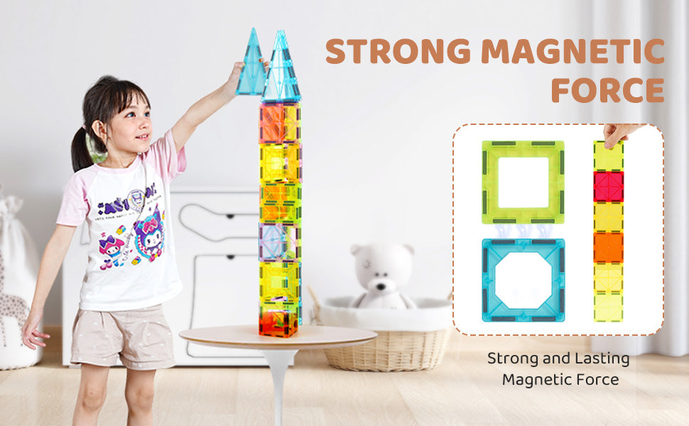 SucceBuy 32PCS Light Magnetic Tiles Building Blocks Magnet Educational STEM Sensory Stacking Toys for Toddlers Boys Girls Gifts