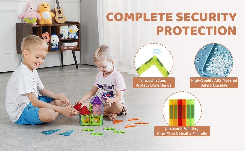 SucceBuy 32PCS Light Magnetic Tiles Building Blocks Magnet Educational STEM Sensory Stacking Toys for Toddlers Boys Girls Gifts