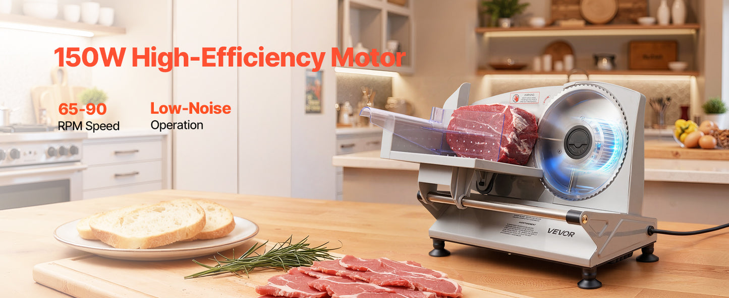 SucceBuy 6.7-10 inch Meat Slicer Electric Deli Slicer Machine with two SUS420 Blades Home Food-Slicer for Meat, Ham, Baguett