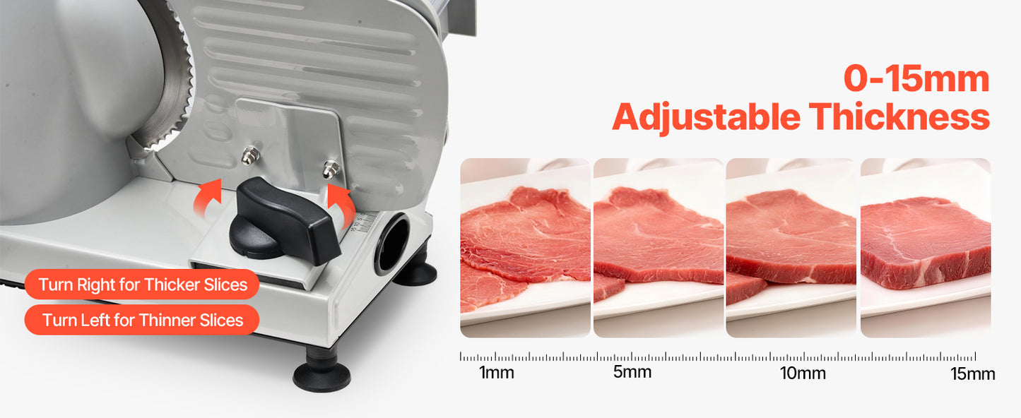 SucceBuy 6.7-10 inch Meat Slicer Electric Deli Slicer Machine with two SUS420 Blades Home Food-Slicer for Meat, Ham, Baguett