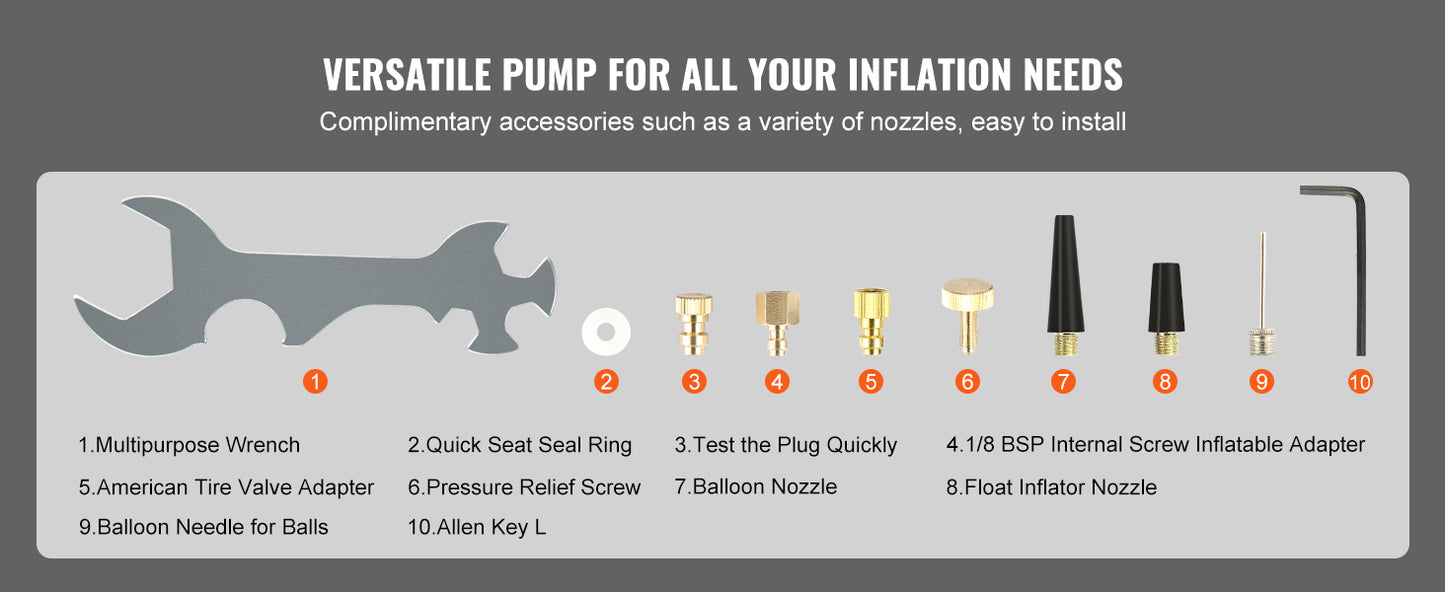 SucceBuy 3 Stage PCP Pump + Pressure Gauge 4500PSI Tire Kayak Ball Inflatable Air Gun Filling Stirrup High Pressure Hand Pump