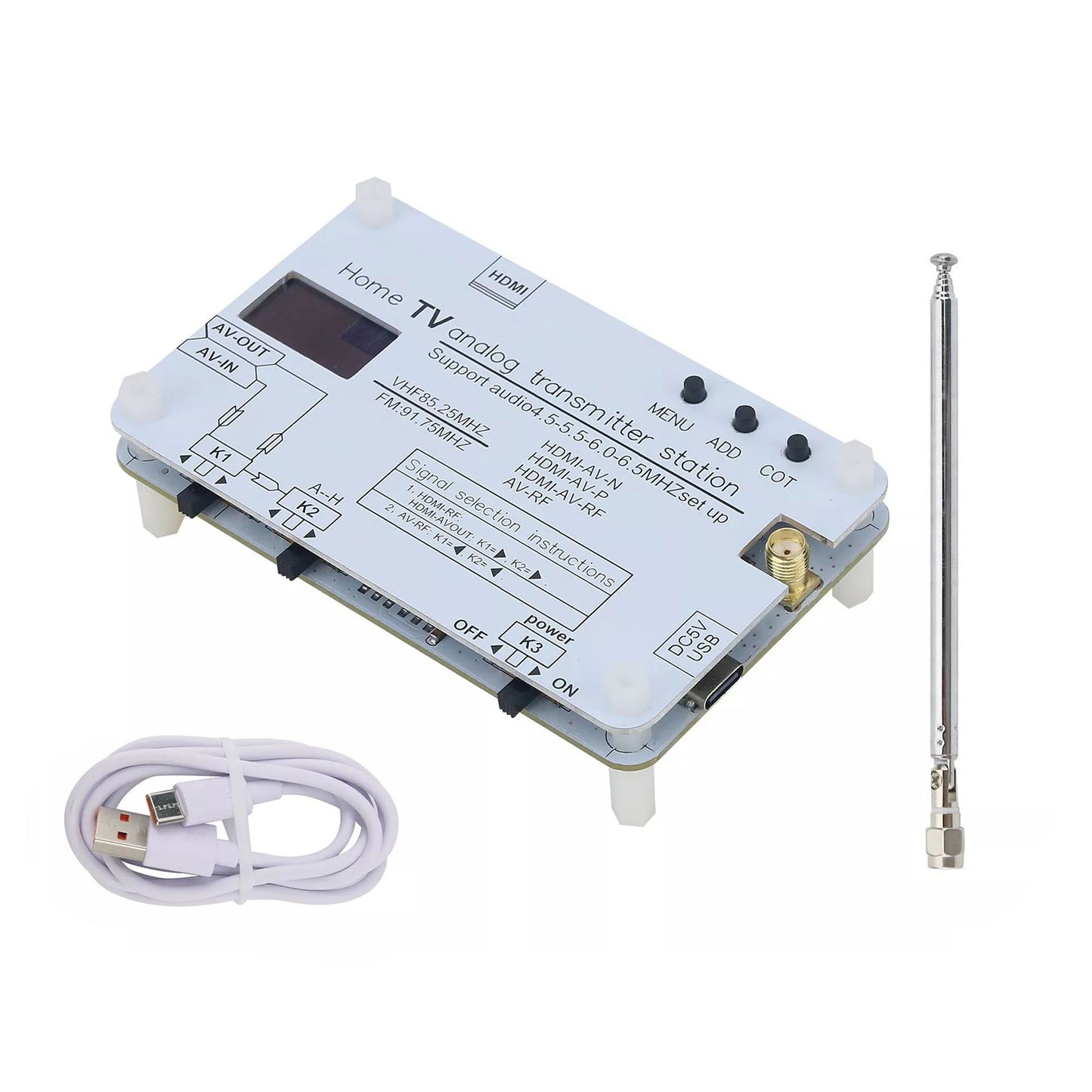 1Pc Analog TV Signal Transmitter VHF Audio Wireless RF Signal Converter AV Transmission Analog TV Sound Video Signal Transmitter