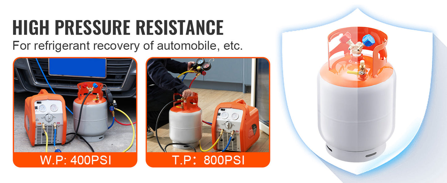 SucceBuy Refrigerant Recovery Tank 30 LBS Cylinder Tank 400 psi Refrigerant Recovery Reclaim with Y-Valve for Liquid/Vapor