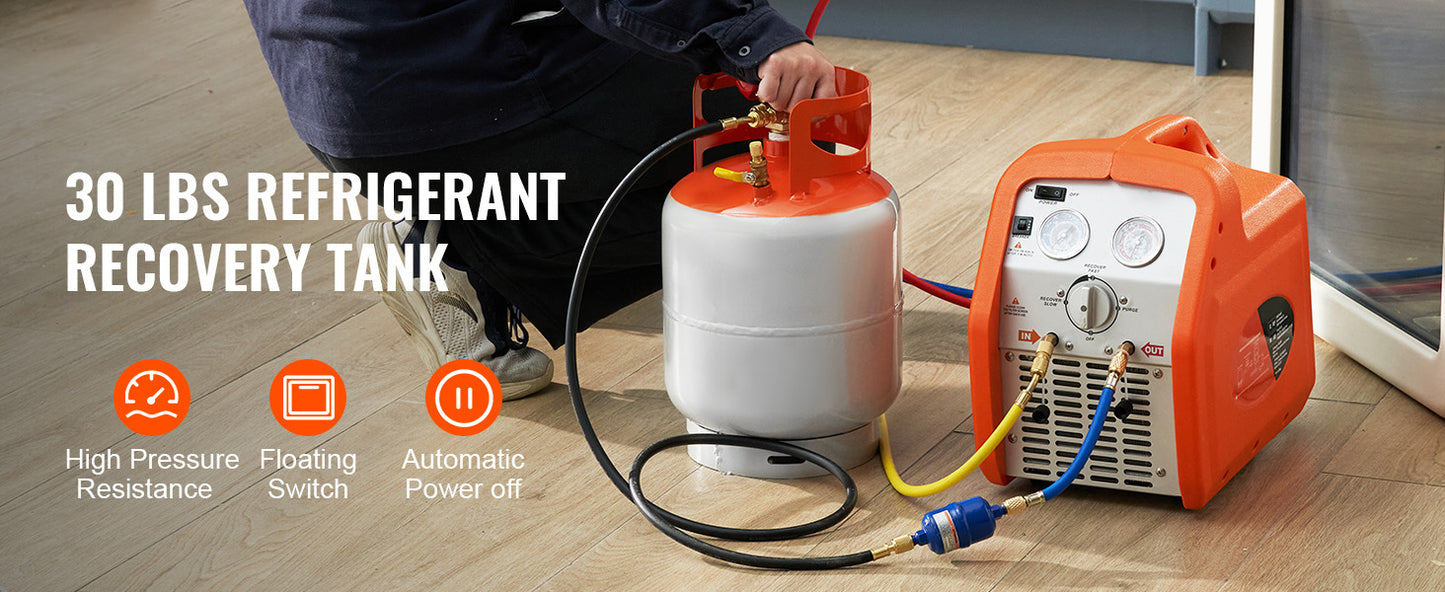 SucceBuy Refrigerant Recovery Tank 30 LBS Cylinder Tank 400 psi Refrigerant Recovery Reclaim with Y-Valve for Liquid/Vapor