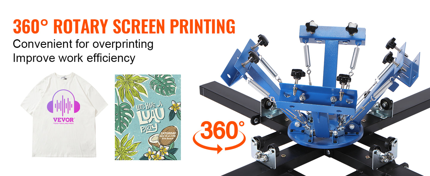 SucceBuy Screen Printing Machine 360° Rotable Silk Screen Printing Press 54x45cm Screen Printing Press Adjustable Tension
