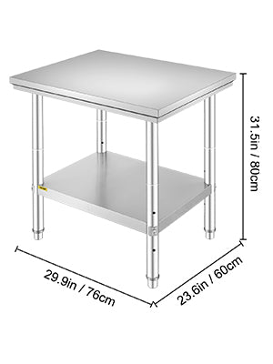 SucceBuy Stainless Steel Kitchen Work Bench Commercial Catering Table Worktable w/Undershelf 330LBS 286LBS for Restaurant Garage