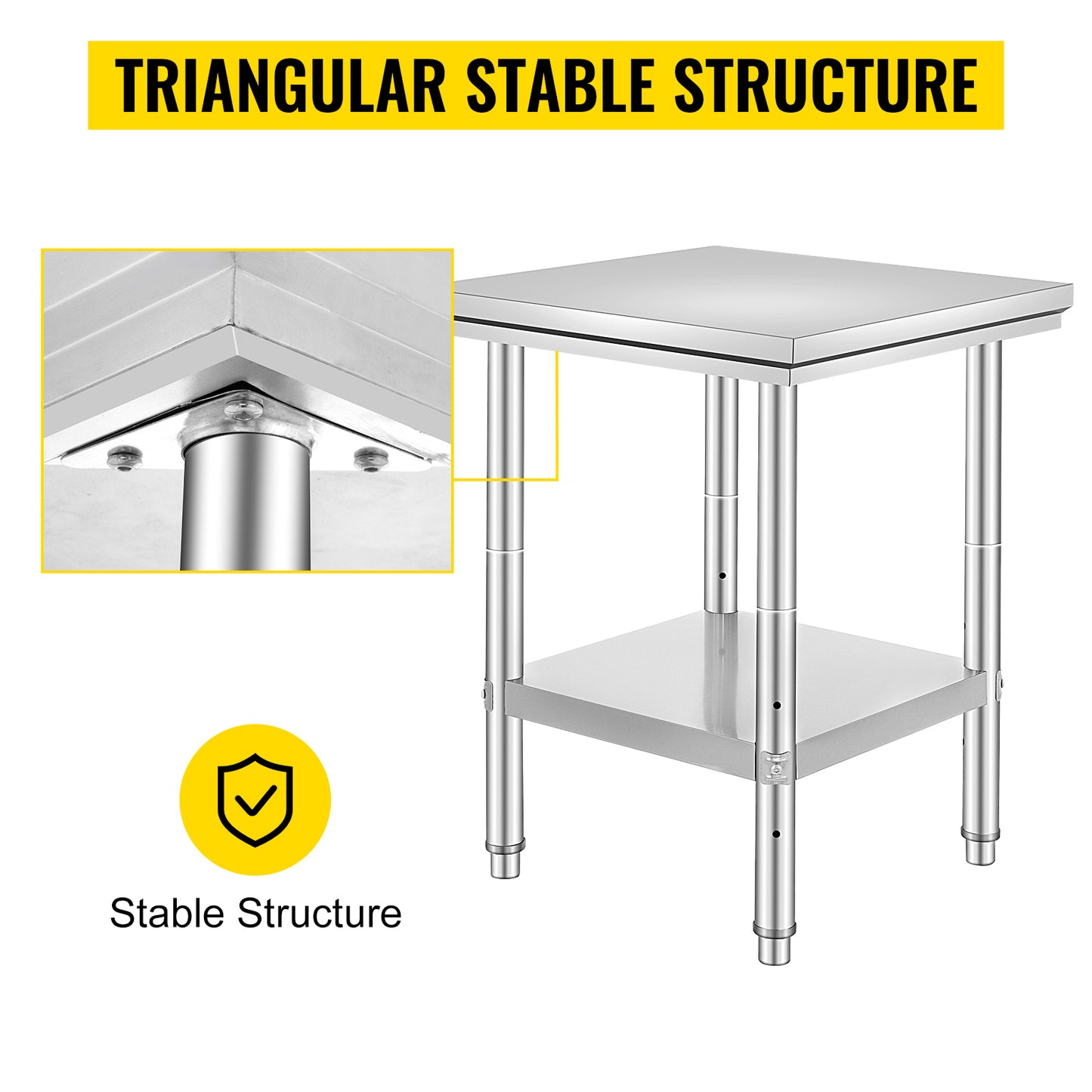 SucceBuy Stainless Steel Kitchen Work Bench Commercial Catering Table Worktable w/Undershelf 330LBS 286LBS for Restaurant Garage