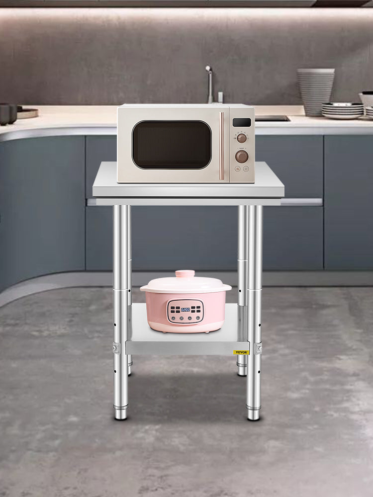 SucceBuy Stainless Steel Kitchen Work Bench Commercial Catering Table Worktable w/Undershelf 330LBS 286LBS for Restaurant Garage