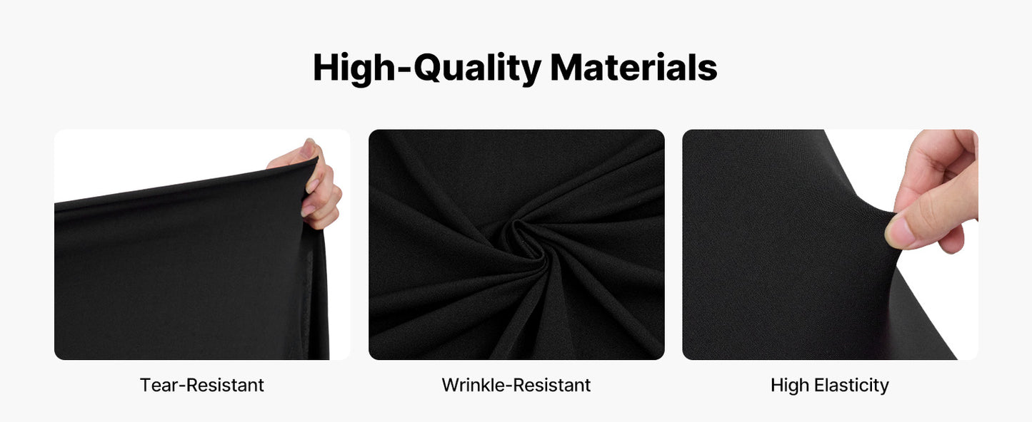 SucceBuy 3/6/10 Pack Table Cloth for Rectangular Fitted Events Wrinkle-Resistant Stretch Black Table Covers Washable Tablecloth